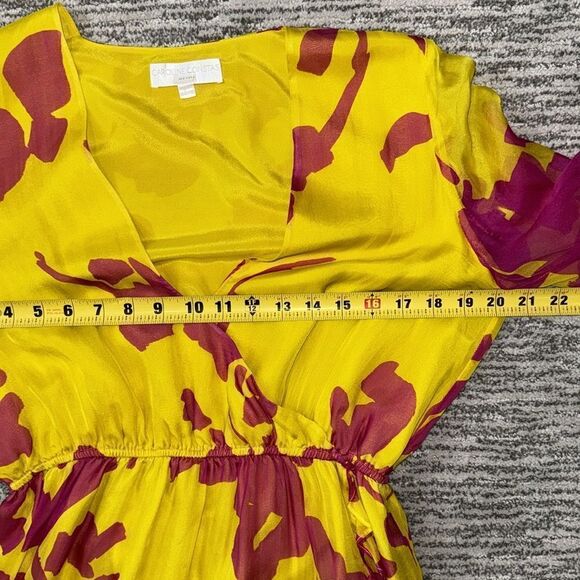 Caroline Constas Liv Maxi Dress High Low Silk Large Yellow/Pink - Picture 10 of 15